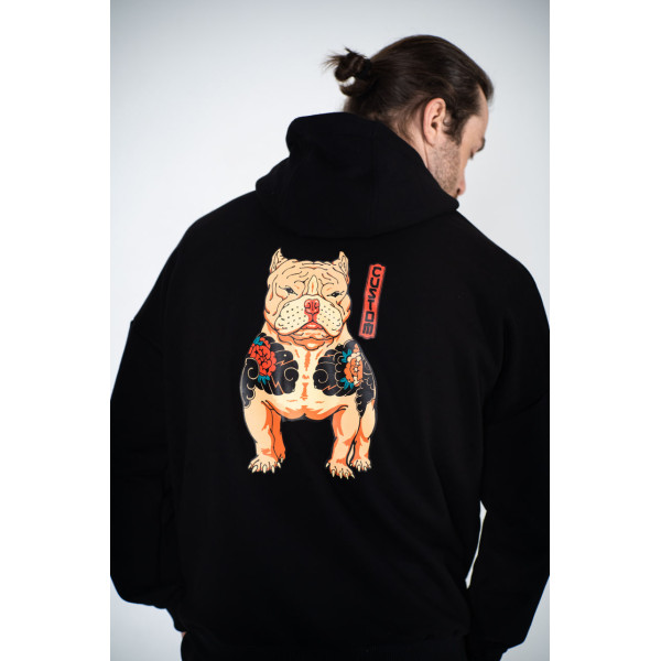 Худі оверсайз Custom Wear без начосу Yakyza Dog чорне