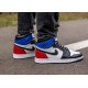 Кросівки Nike Air Jordan високі білі з чорним червоним та синім