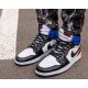 Кросівки Nike Air Jordan високі білі з чорним червоним та синім