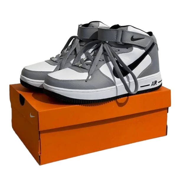 Зимові кросівки Nike Air Jordan з хутром високі сірі з білим