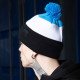 Шапка Custom Wear Tricolor з бумбоном електрик з білим, чорним