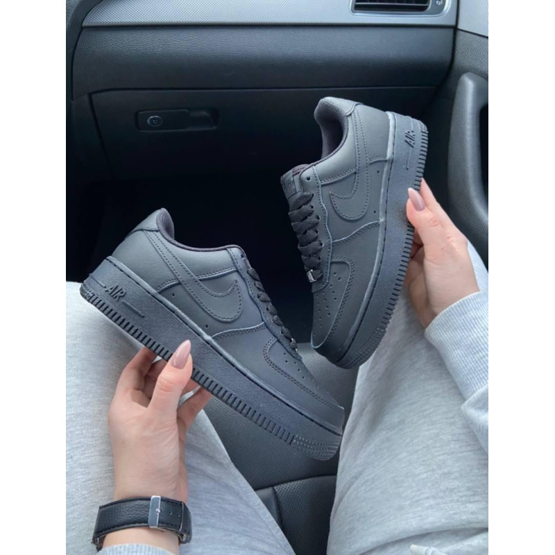 Кросівки Nike Air Force 1 Classic Black (Матова шкіра)