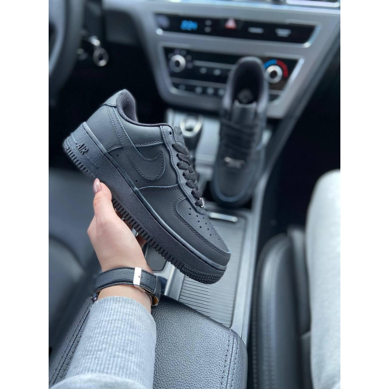 Кросівки Nike Air Force 1 Classic Black (Матова шкіра)