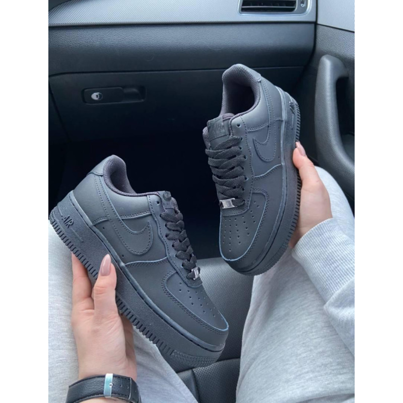 Кросівки Nike Air Force 1 Classic Black (Матова шкіра)