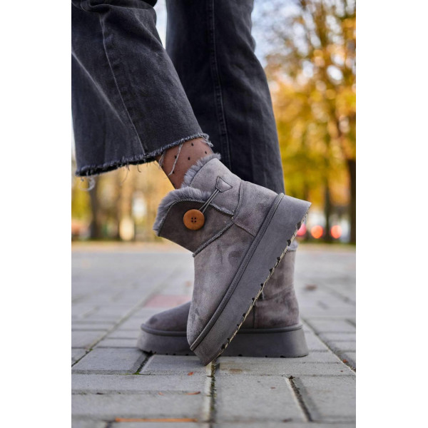 Угги UGG Mini Bailey Button Plarform Grey (No Name)