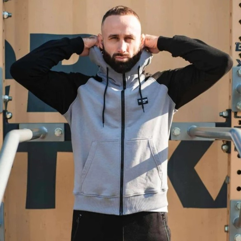 Зіпер Custom Wear без начосу сірий з чорним рукавом