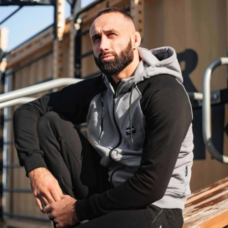 Зіпер Custom Wear без начосу сірий з чорним рукавом